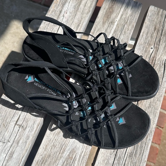 Skechers Women's Black Strappy Sandals - Picture 1 of 6